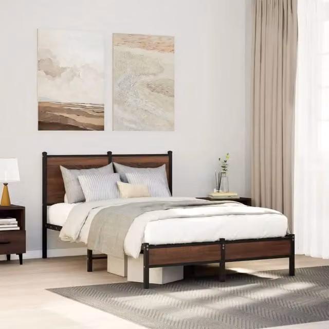 Giroletto senza Materasso-Struttura Letto in Metallo Rovere Marrone 120x200 cm 701108