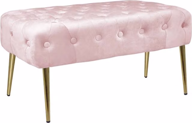 Panca Imbottita in Velluto Rosa con Gambe in Metallo Dorato e Struttura in Legno Massello per Camera da Letto o Ingresso - Il Gruppone Passione Casa