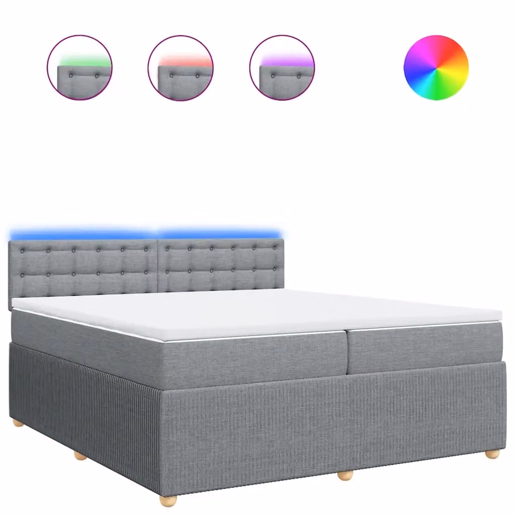 Letto Ibrido Moderno vidaXL con Materasso Grigio Chiaro e Struttura in Legno di Pino L/P: 200 x 200 cm – 2