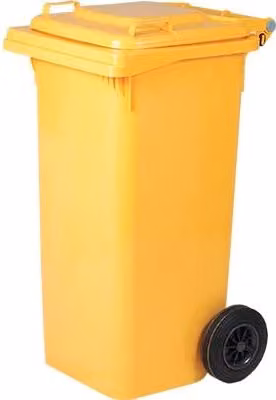 Bidone Immondizia Green 240 con Ruote Ics Giallo Lt 240 cm 72X58 H.cm 106