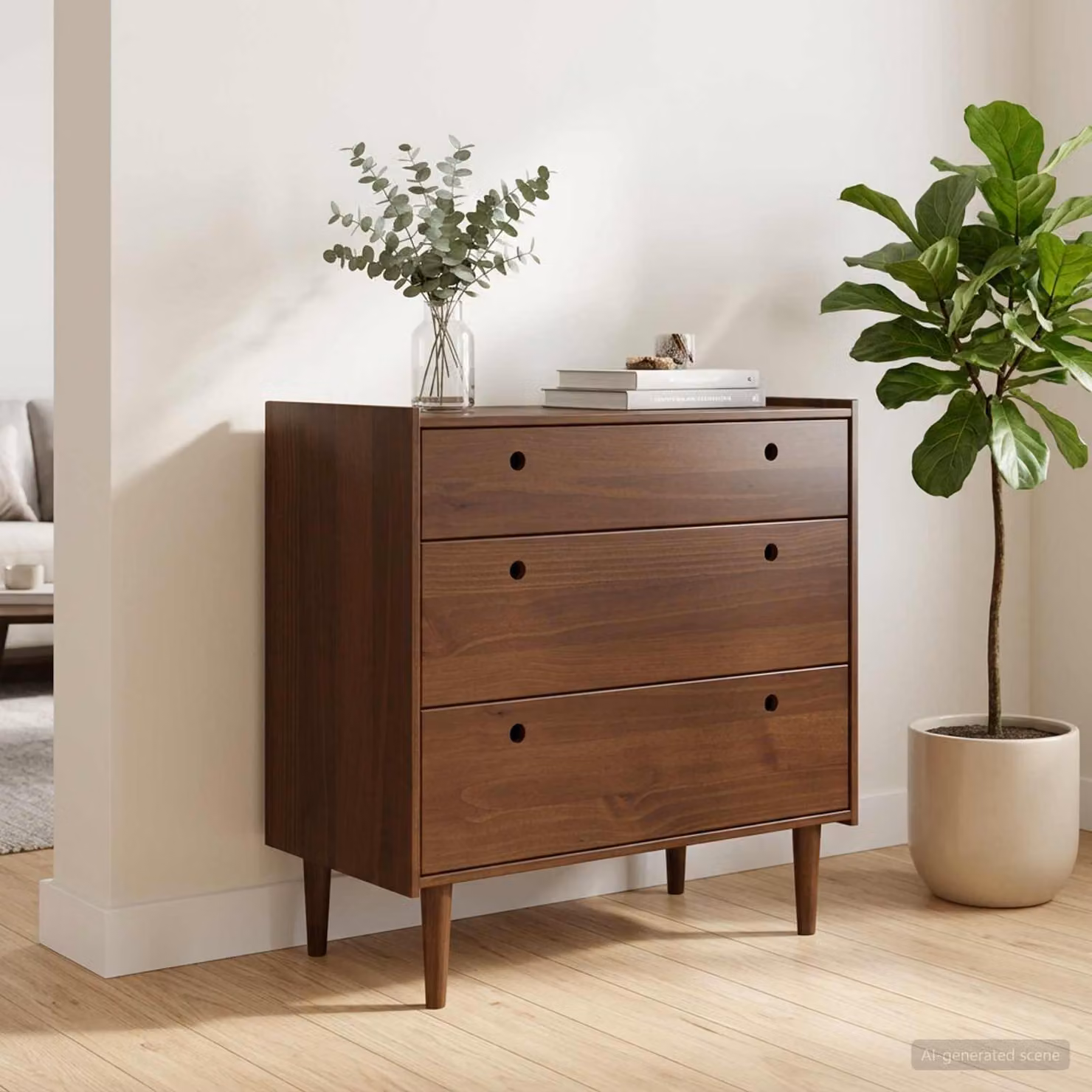 Cassettiera vidaXL BILBAO in legno di pino, colore marrone, L: 90 cm, P: 45 cm, H: 89 cm