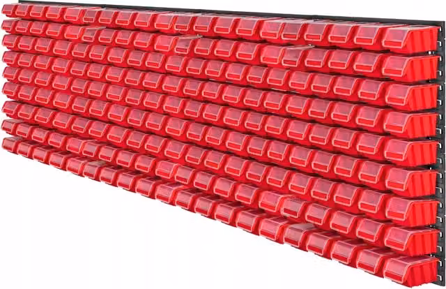 Pannello portautensili da parete KADAX per officina e garage, nero e rosso, L: 232 cm, H: 78 cm