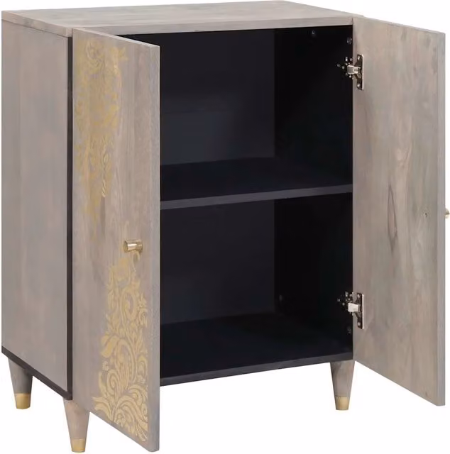 Credenza Buffet in Legno di Mango Massello Grigio e Oro L: 60 cm, P: 33 cm, H: 75 cm – 1