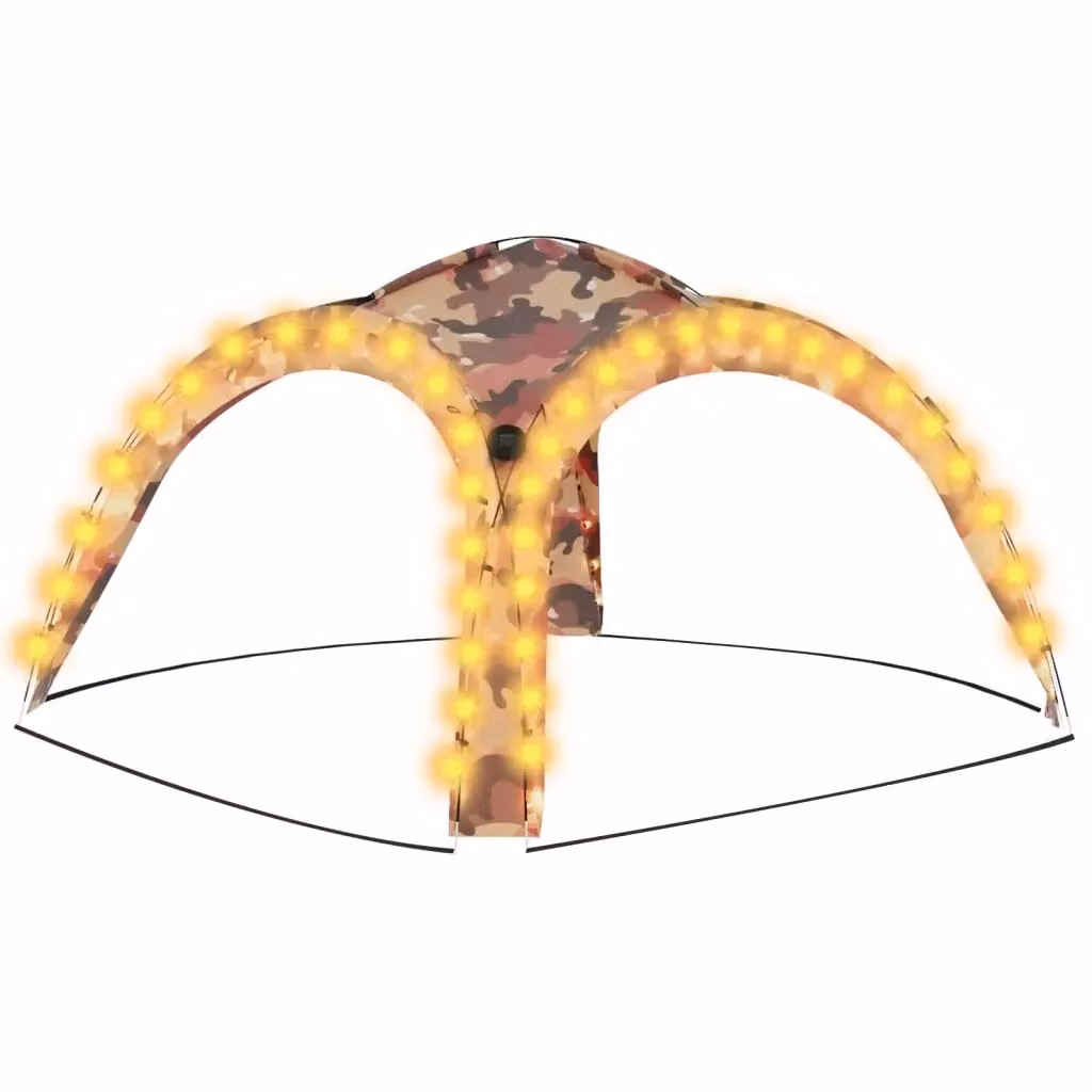 Tenda da campeggio mimetica con LED e 4 pareti L/P/H: 3,6 x 3,6 x 2,3 m multicolore – 2