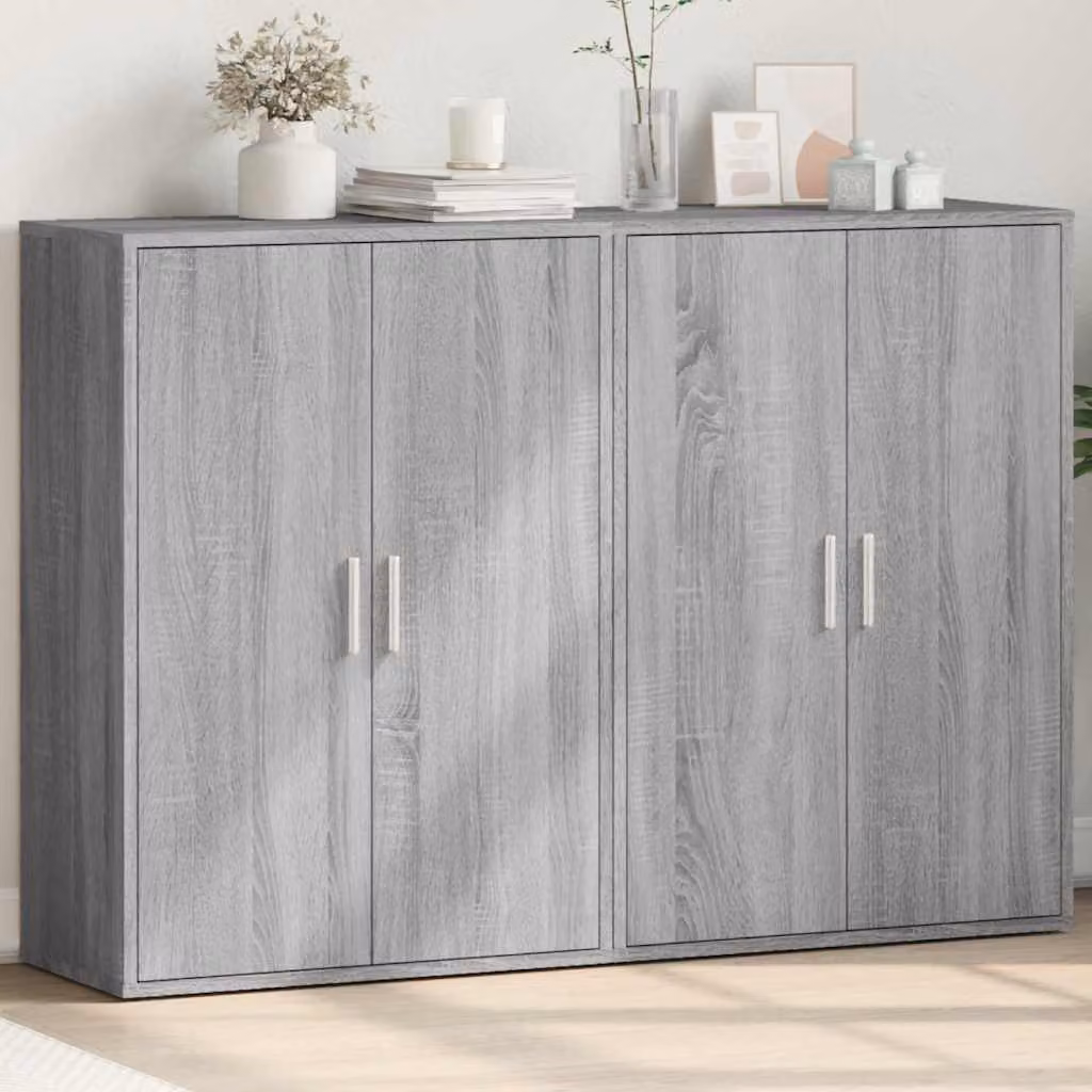 Set di 2 credenze vidaXL in legno MDF grigio per sala da pranzo, L 60 cm x P 31 cm x H 84 cm