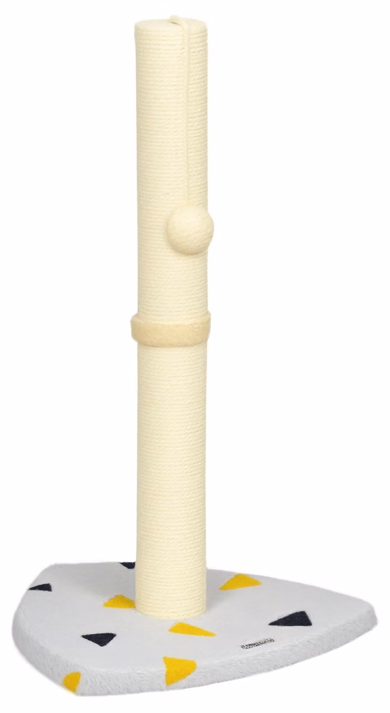 PawHut, tiragraffi per gatti, altezza 62 cm, con pallina da gioco, colore grigio chiaro e beige