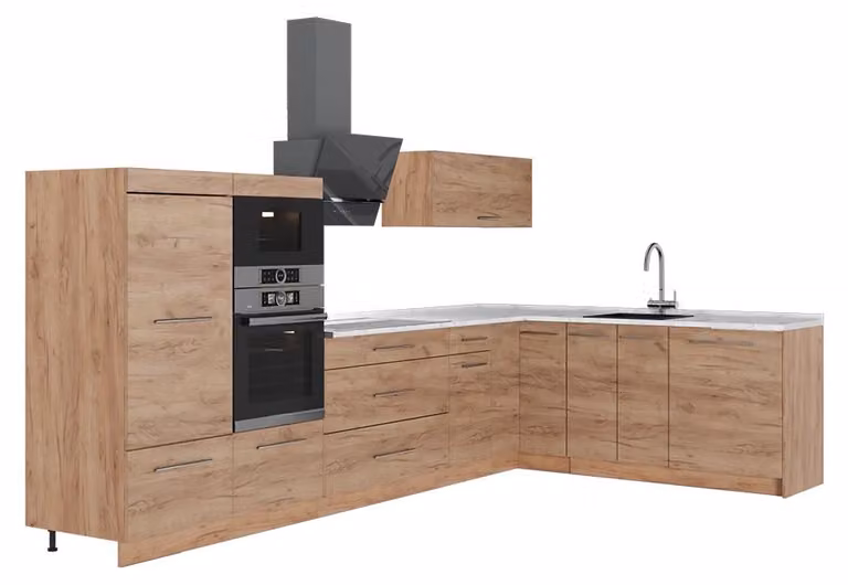 Cucina angolare completa Vicco Fame-Line Rovere dorato/Rovere dorato 347 x 207 cm, PL Marmo, Model 63603