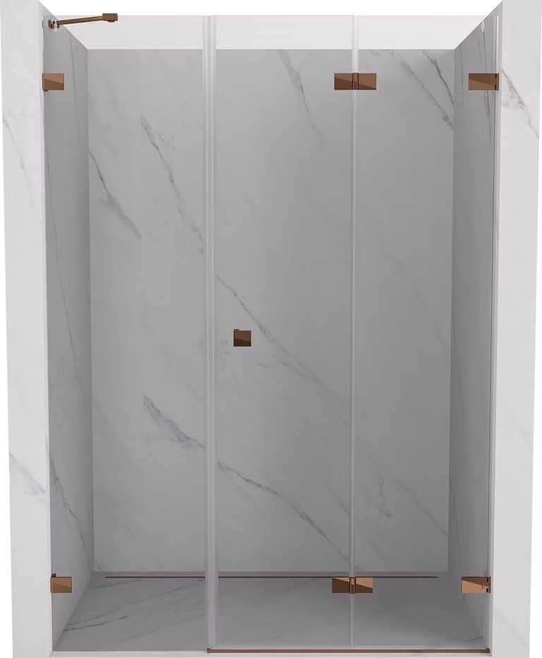 Mexen Lunar-F porta doccia pieghevole destra 150 cm, trasparente, oro rosa - 836S-150-050-60-00-P