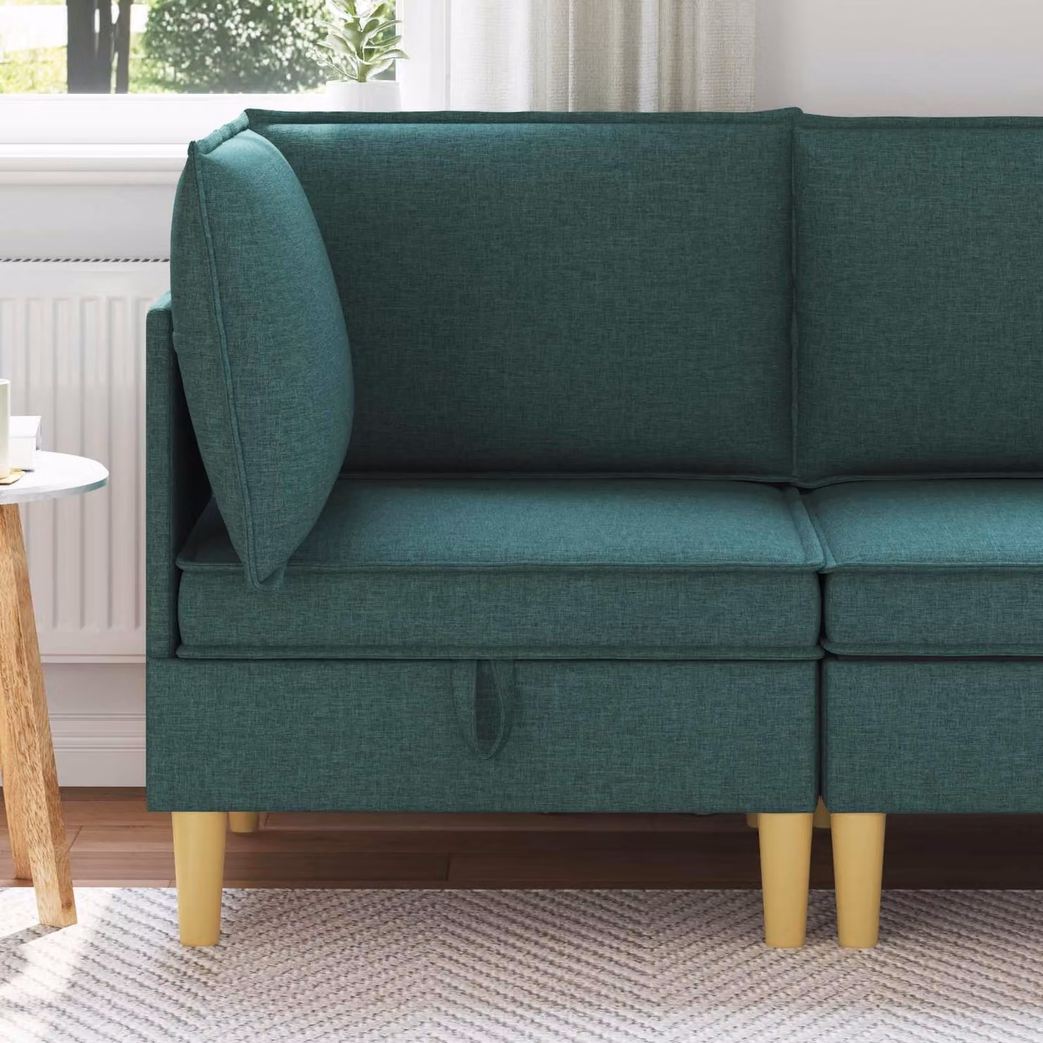 Divano con contenitore in tessuto vidaXL con struttura in legno e design minimalista per il tuo soggiorno