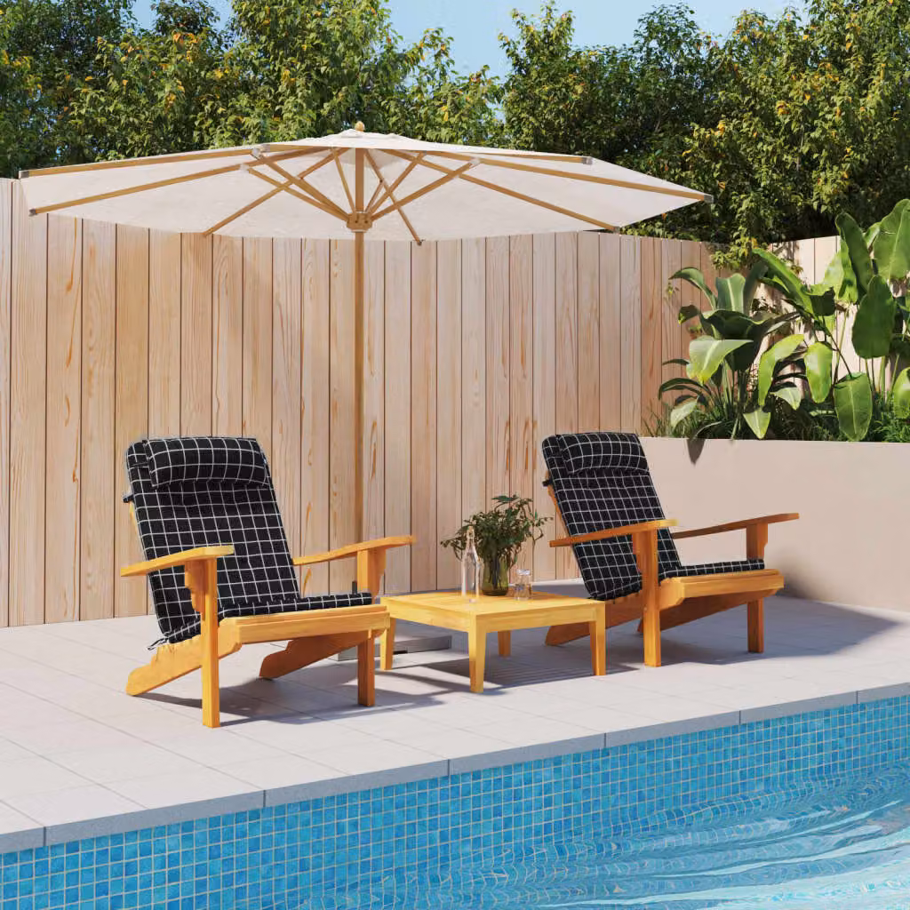 Set di 2 cuscini per sedia Adirondack vidaXL in tessuto Oxford nero, impermeabili e traspiranti
