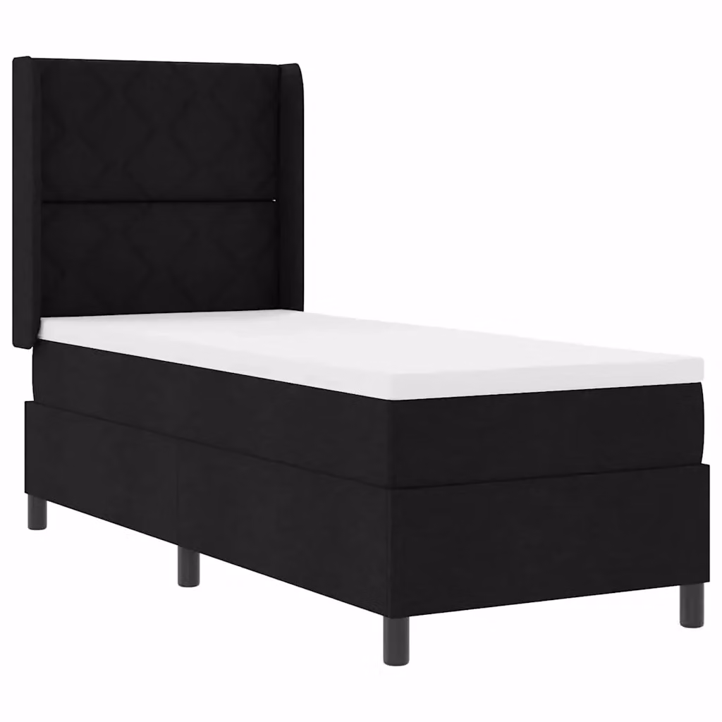 Letto moderno vidaXL con illuminazione LED sottostante, struttura in tessuto nero e legno di pino, con molle a sacco individuali, L/P/H: 190 x 90 x 33 cm – 2