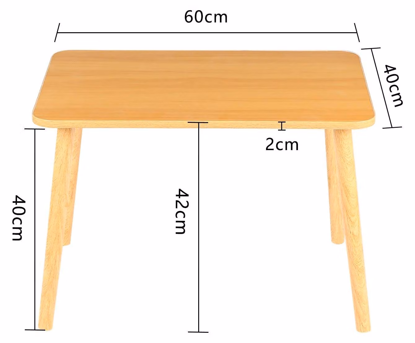 Tatami - Tavolino da salotto - 60 x 40 x 40 cm - Rettangolare - Legno - Design moderno - Senza vano portaoggetti - Senza rotelle - Giallo