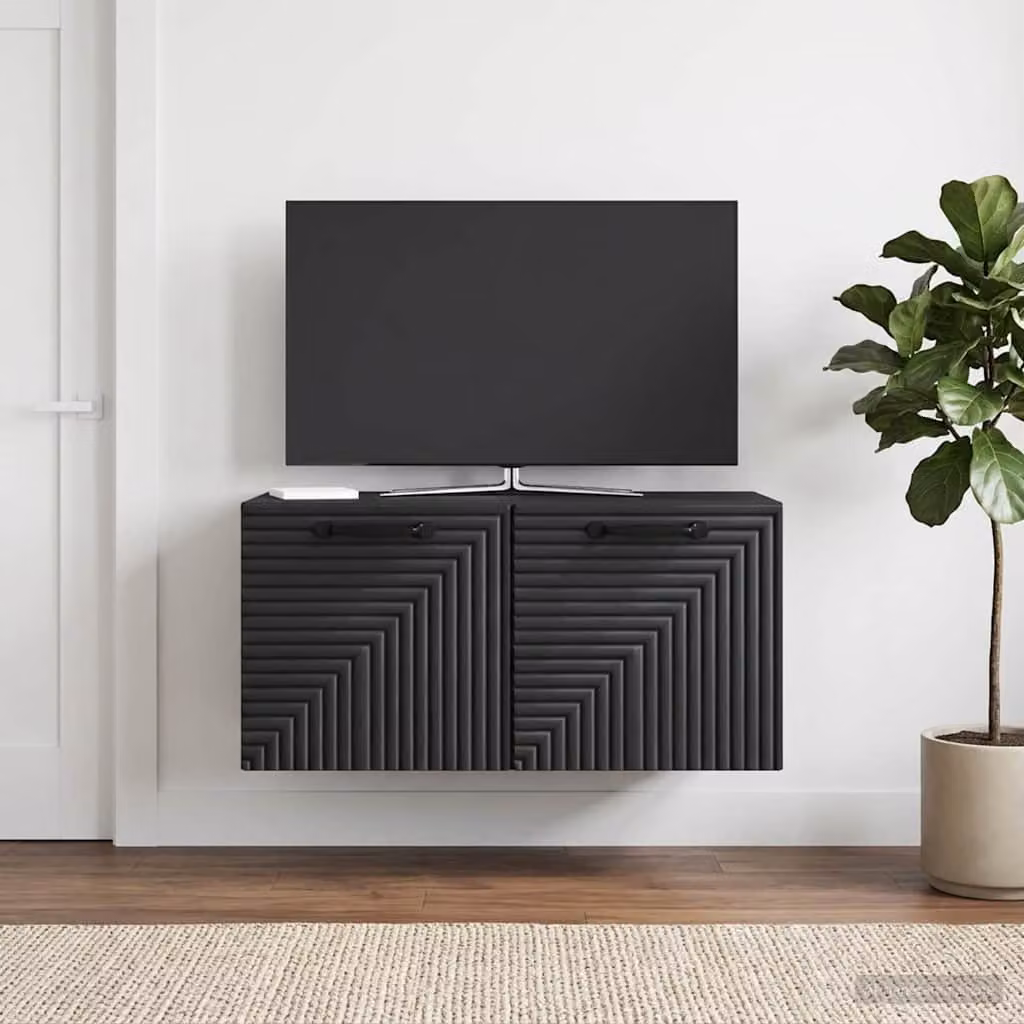 vidaXL Mobile Porta TV da Muro Moderno Nero in MDF L: 59,5 cm, P: 31 cm, H: 30 cm