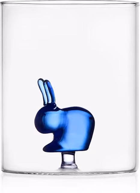 Bicchiere Tumbler Rabbit Qeeboo x Ichendorf in vetro trasparente da 350 ml