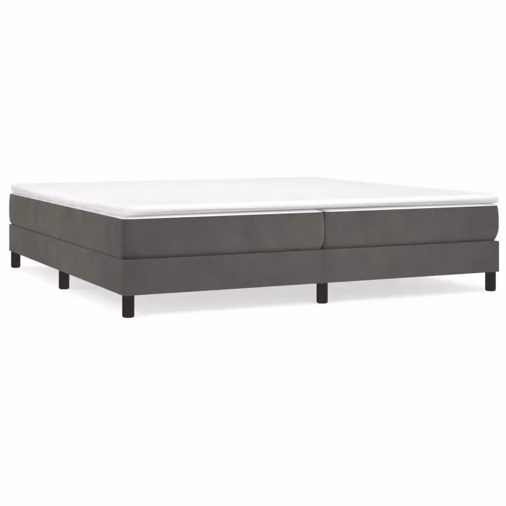 Letto Ibrido con Giroletto a Molle e Materasso vidaXL in Velluto Grigio e Bianco L/P/H: 200 x 203 x 25 cm – 2