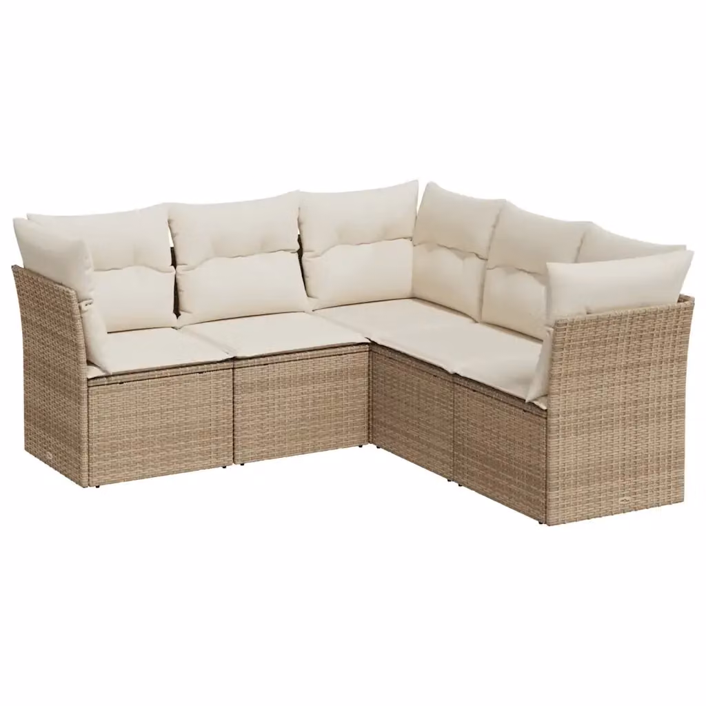 vidaXL Set Divano da Giardino a L con Cuscini Beige e Struttura in Metallo e Polyrattan – 2