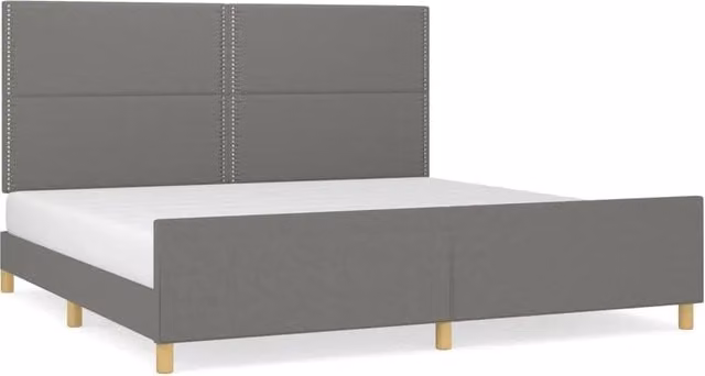 Letto matrimoniale | Letto per adulti | Giroletto senza Materasso Grigio Scuro 200x200 cm Tessuto