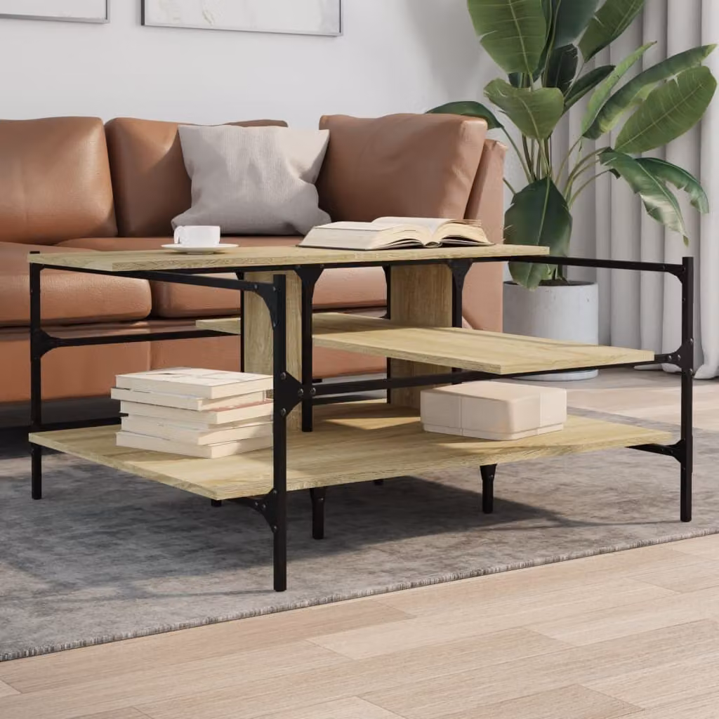 Maison Exclusive - Tavolino Sonoma in legno impiallacciato, dimensioni 100x100x48,5 cm