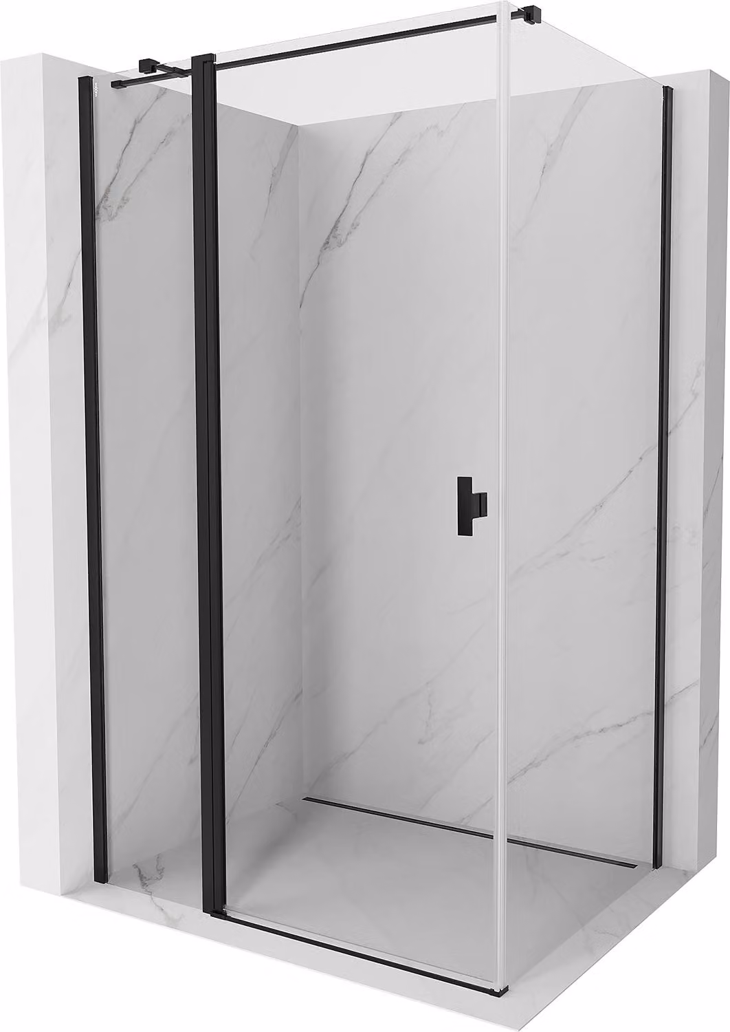 Mexen Mist T cabina doccia a battente 115 x 95 cm, trasparente, nero - 8A4T-115-095-70-00