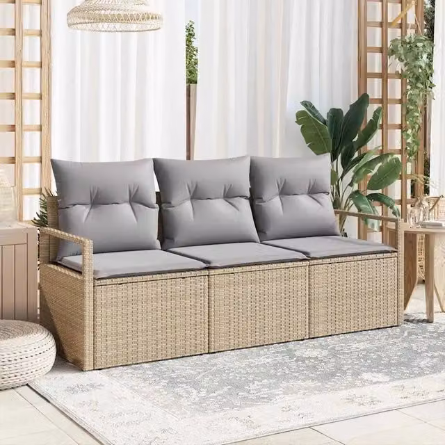 Set di divani 3 pz Beige polyrattan 3346240