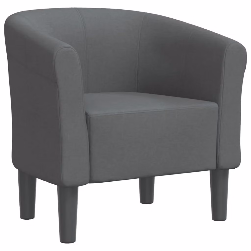 Poltrona moderna vidaXL in tessuto grigio con braccioli e struttura in legno e plastica – 2