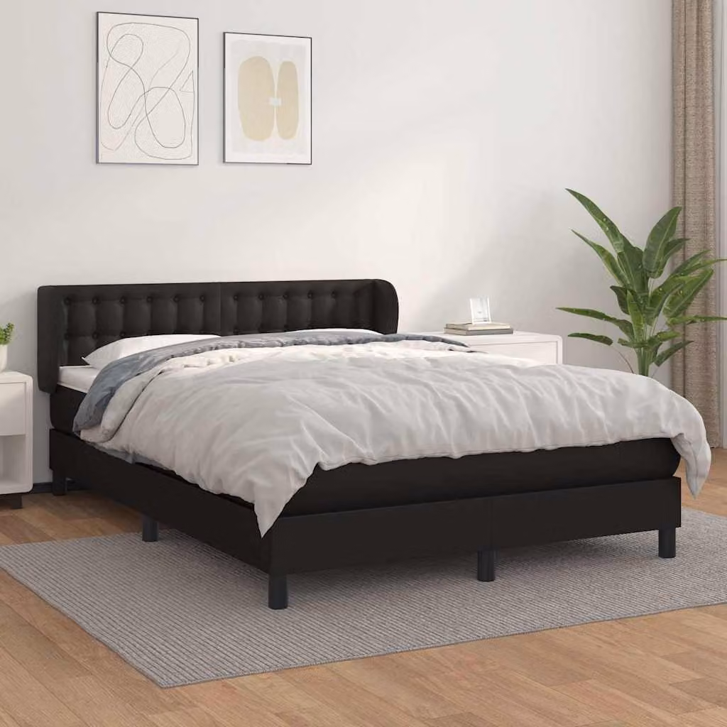 vidaXL Giroletto a Molle con Materasso Nero in Similpelle L/P: 140 x 190 cm – 1