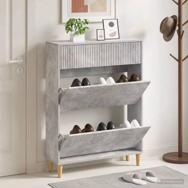 Mobile per scarpe moderno vidaXL in MDF grigio L: 78 cm, P: 24 cm, H: 103 cm – 1