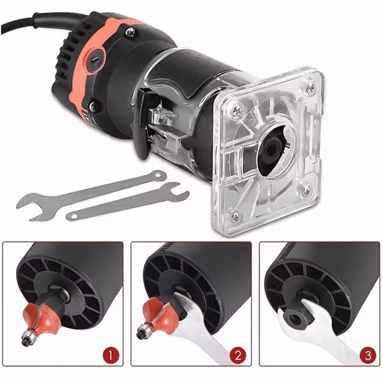 Guida a T e accessori - Mandrino di serraggio per fresa portatile - 6,35 mm - Frese per bordi - Frese per scanalature - Lavorazione del legno