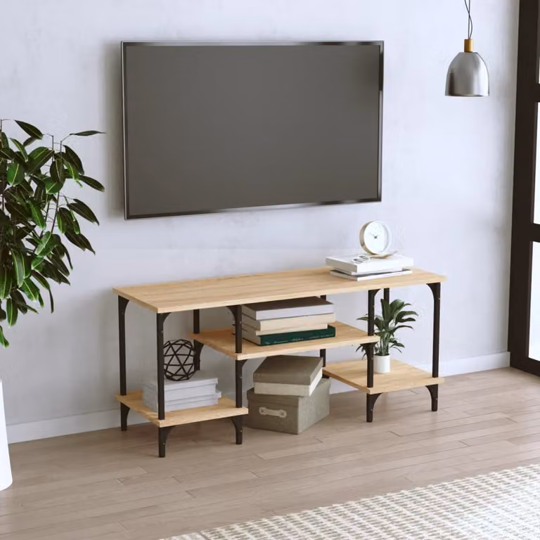 Mobile Porta TV vidaXL Rovere Sonoma in Legno e Metallo, L 102 cm x P 35 cm x H 45,5 cm