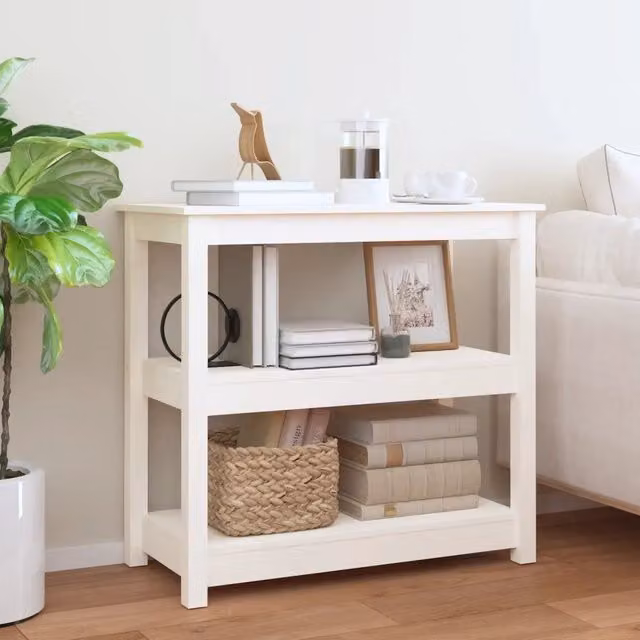 Tavolo Consolle vidaXL in Legno di Pino Bianco per Soggiorno e Ingresso L/P/H: 80 x 40 x 74 cm – 1