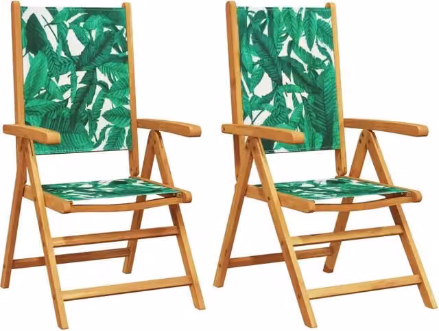 Set di 2 sedie da giardino in legno di acacia oliato con motivo floreale e tessuto verde resistente ai raggi UV