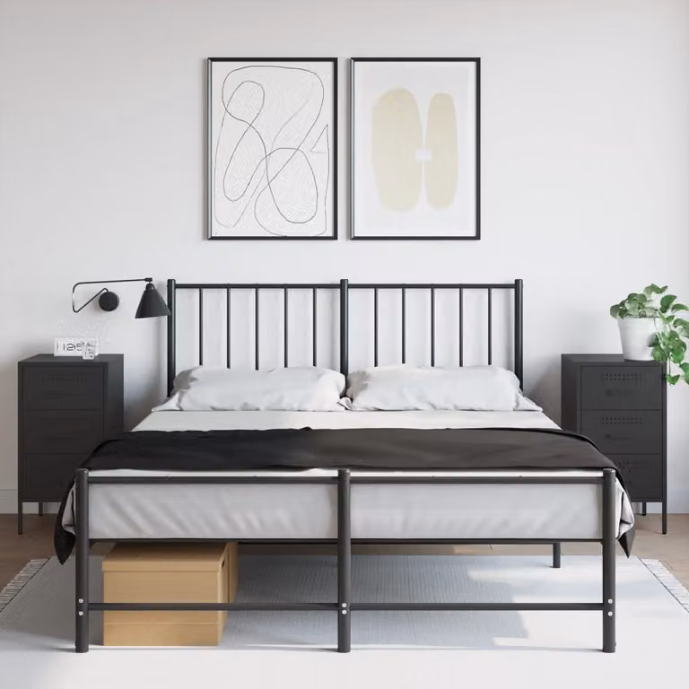 Set di 2 comodini vidaXL in metallo nero opaco, L 36 cm x P 39 cm x H 68 cm