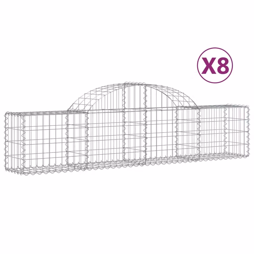 Cesti Gabbioni ad Arco 8 pz 200x30x40/60 cm Ferro Zincato