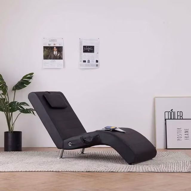 Sdraio Massaggiante con Cuscino Nero in Similpelle 281284