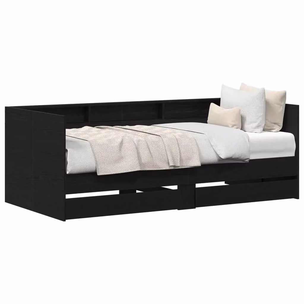 Daybed vidaXL in legno ingegnerizzato nero stile rustico L/P: 200 x 100 cm – 2