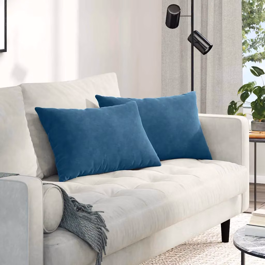 Set di 2 cuscini da divano vidaXL in tessuto a coste blu, L 60 cm x P 40 cm
