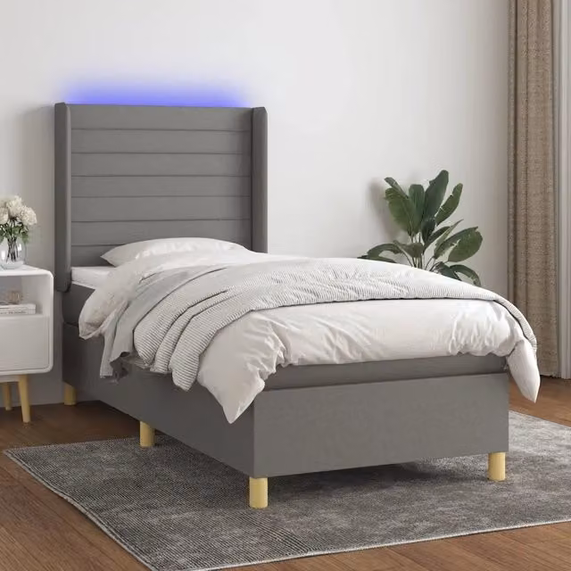 Letto Ibrido con Materasso e Illuminazione LED vidaXL Grigio con Porte USB L/P/H: 200 x 100 x 103 cm – 1
