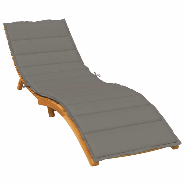 vidaXL Cuscino per Lettino Prendisole Grigio in Poliestere con Schiuma, Resistente ai Raggi UV e Antiscivolo, L/P/H: 200 x 60 x 4 cm