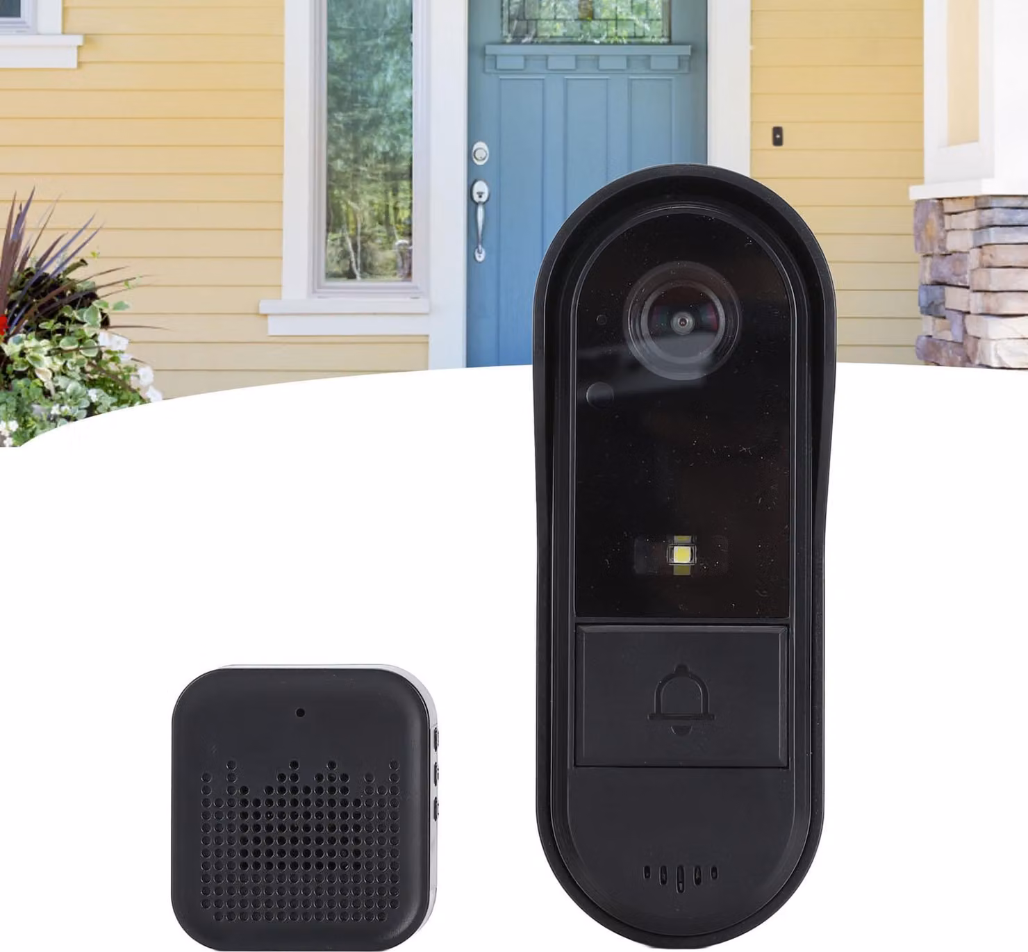 Campanello con videocamera, wireless, WiFi, video, interfono a 2 vie, visione notturna per Android 4.3, iOS 9.0 e versioni successive, telefono, impermeabile IP67