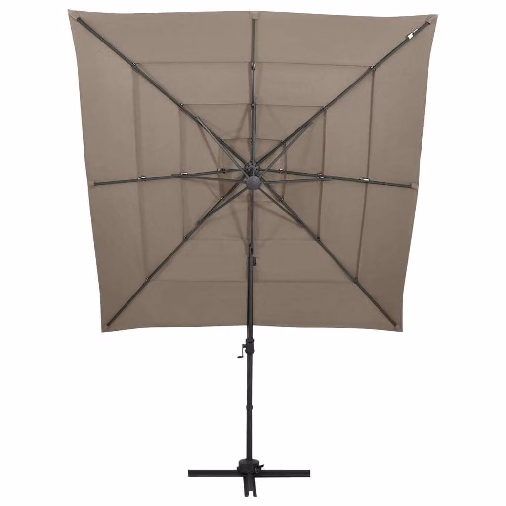 vidaXL Ombrellone con palo in alluminio a 4 strati color tortora 250x250 cm