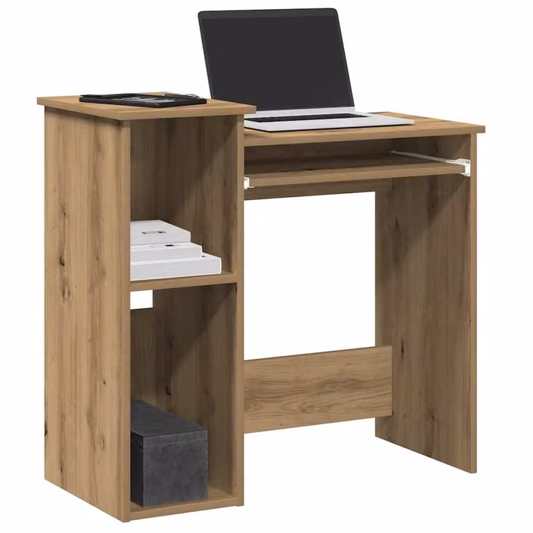 Scrivania con mensole vidaXL in stile moderno, colore rovere, L 84 cm x P 40 cm x H 78 cm