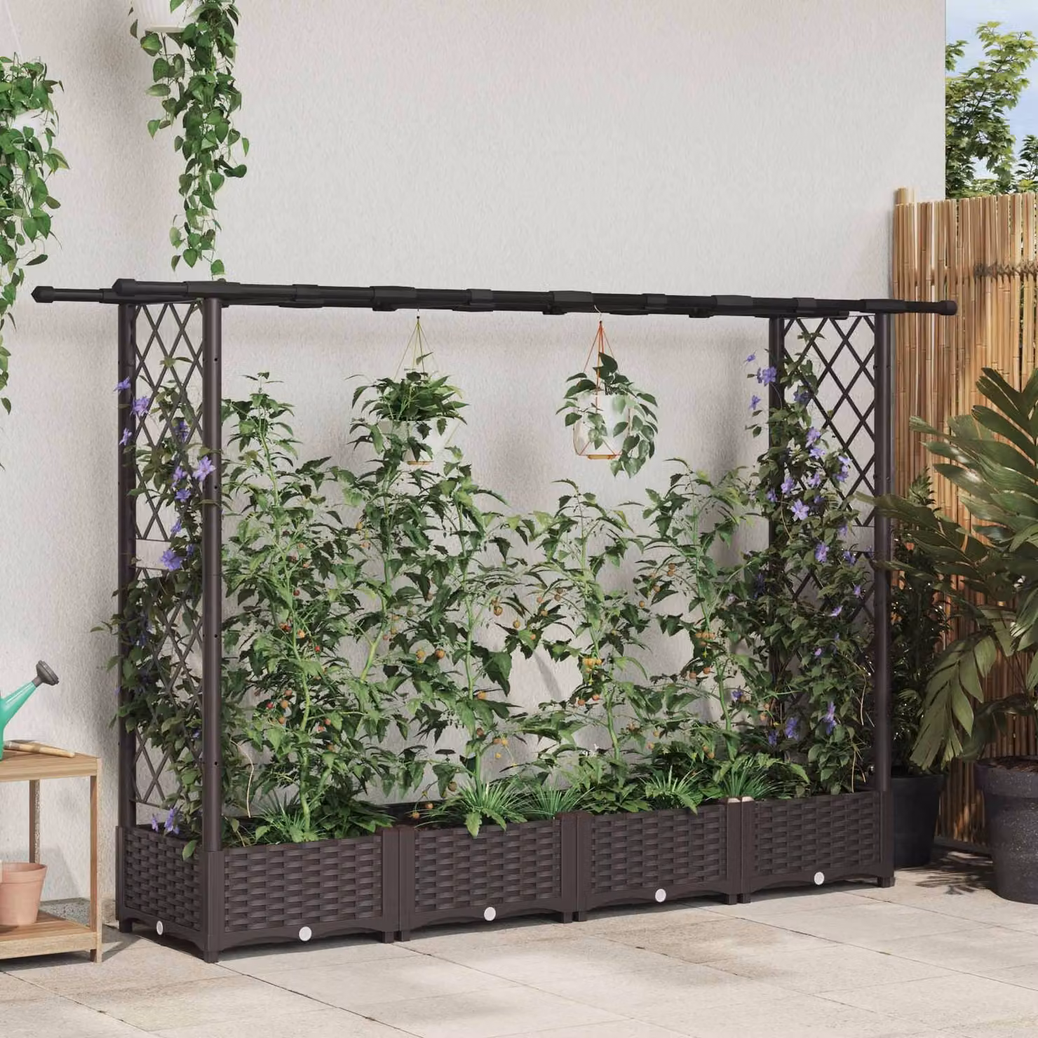 Letto rialzato con griglia e tetto vidaXL marrone L: 203 cm, P: 40 cm, H: 121 cm