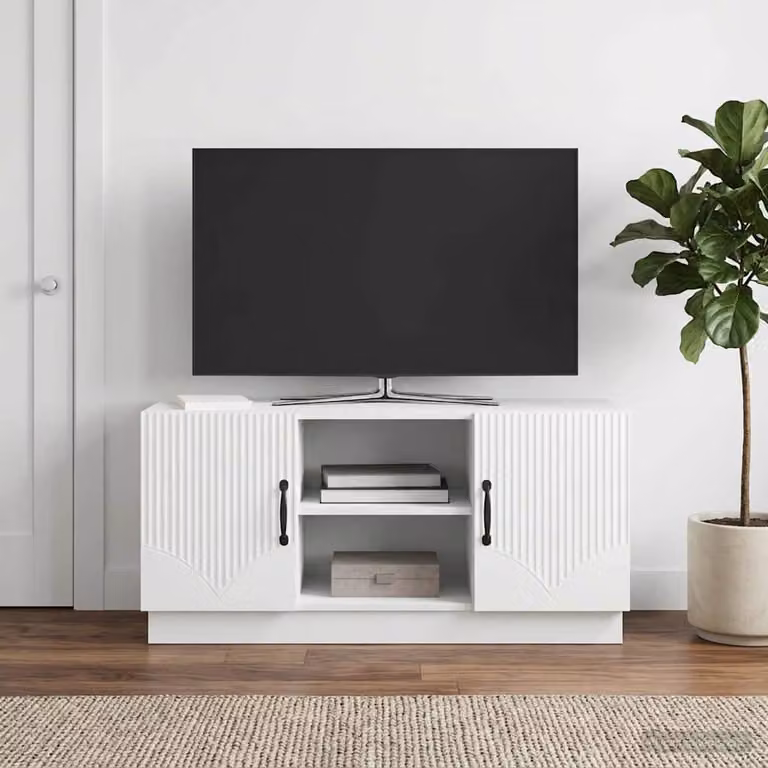 Mobile TV moderno vidaXL Bianco in legno ingegnerizzato L 102 x P 34,5 x H 47 cm