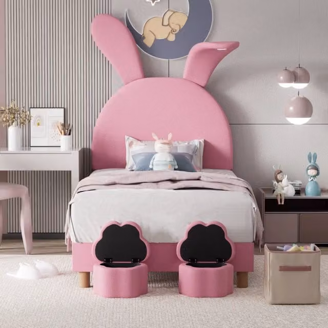 letto imbottito velluto rosa 90 x 200 cm