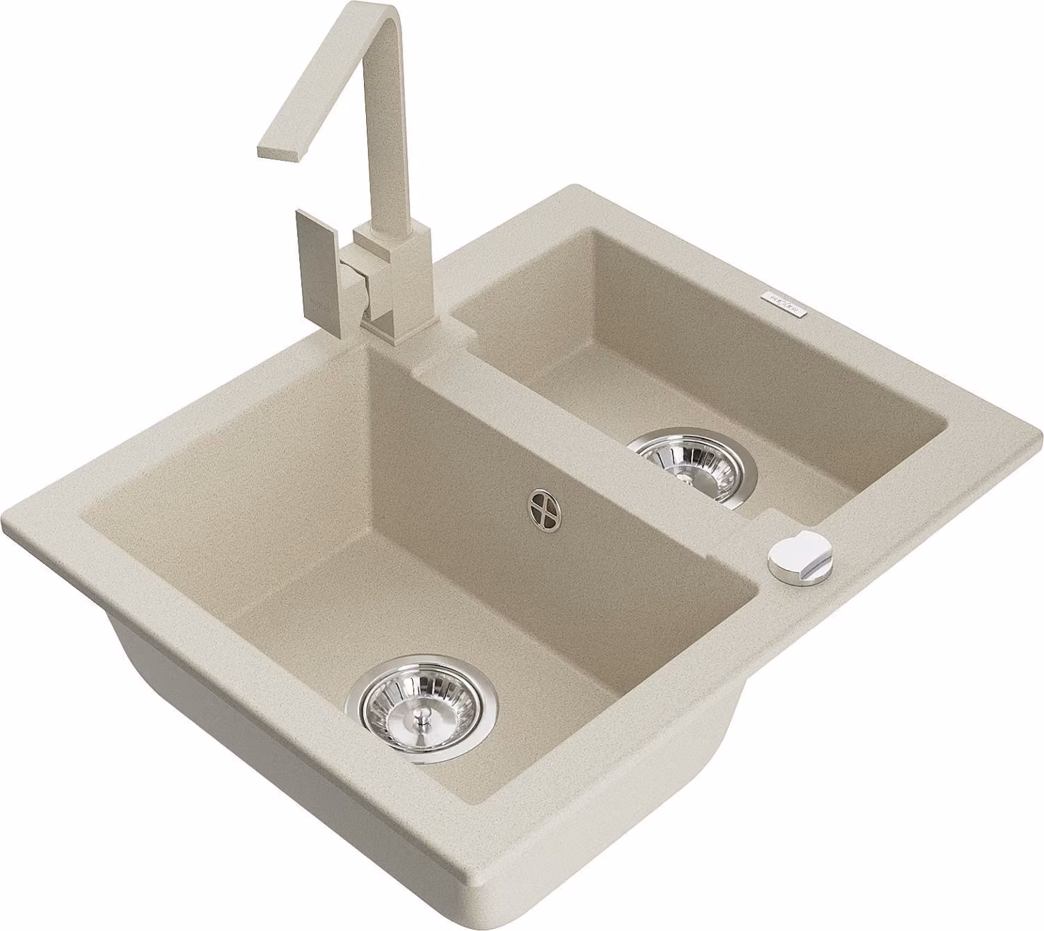 Mexen Carlos lavello in granito 1,5 vasche con miscelatore da cucina Rita, beige - 6518-69-670300-69