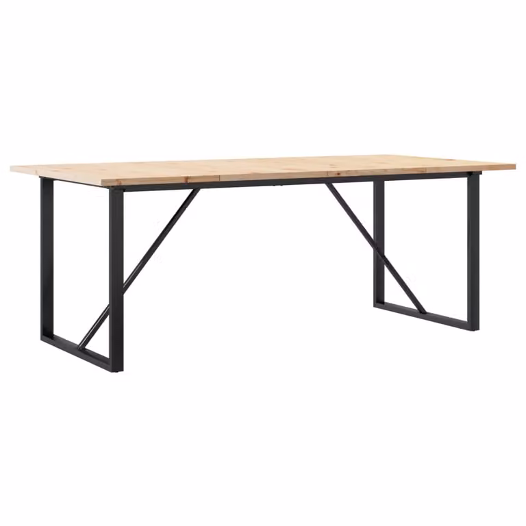 Tavolo Pranzo Telaio a O 200x100x75,5 cm Legno Pino e Acciaio