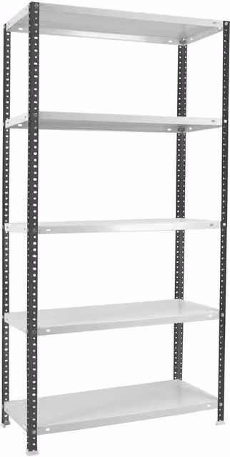 Scaffale in metallo Simon Rack con 5 ripiani, colore antracite e bianco, H 200 x L 110 x P 30 cm