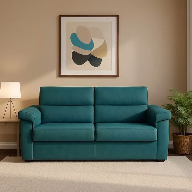 Divano Letto Salorno DMORA 2 Posti con Copertura Sfoderabile e Contenitore, Azzurro, L: 185 cm, P: 95 cm