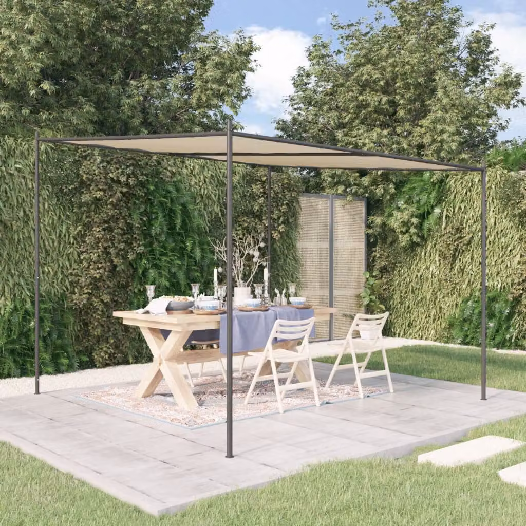 Gazebo vidaXL beige in acciaio e poliestere 3x3 m