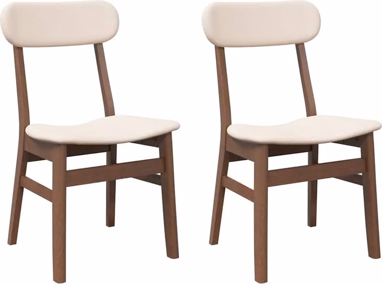 Sedie da Pranzo con Cuscini 2pz Marrone Legno Massello di Hevea